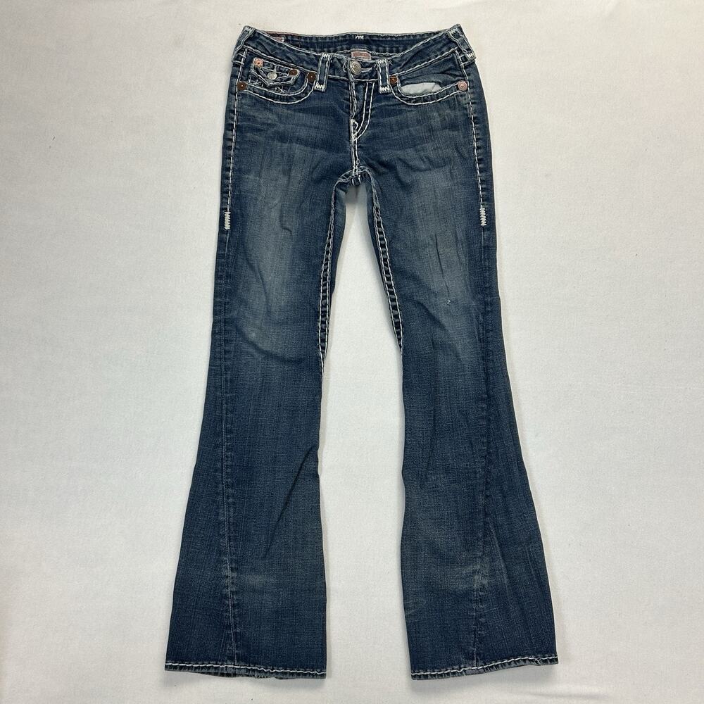 True Religion Joey Super T Jeans Womens Size 29 Bootcut Low Rise Medium Wash Y2K